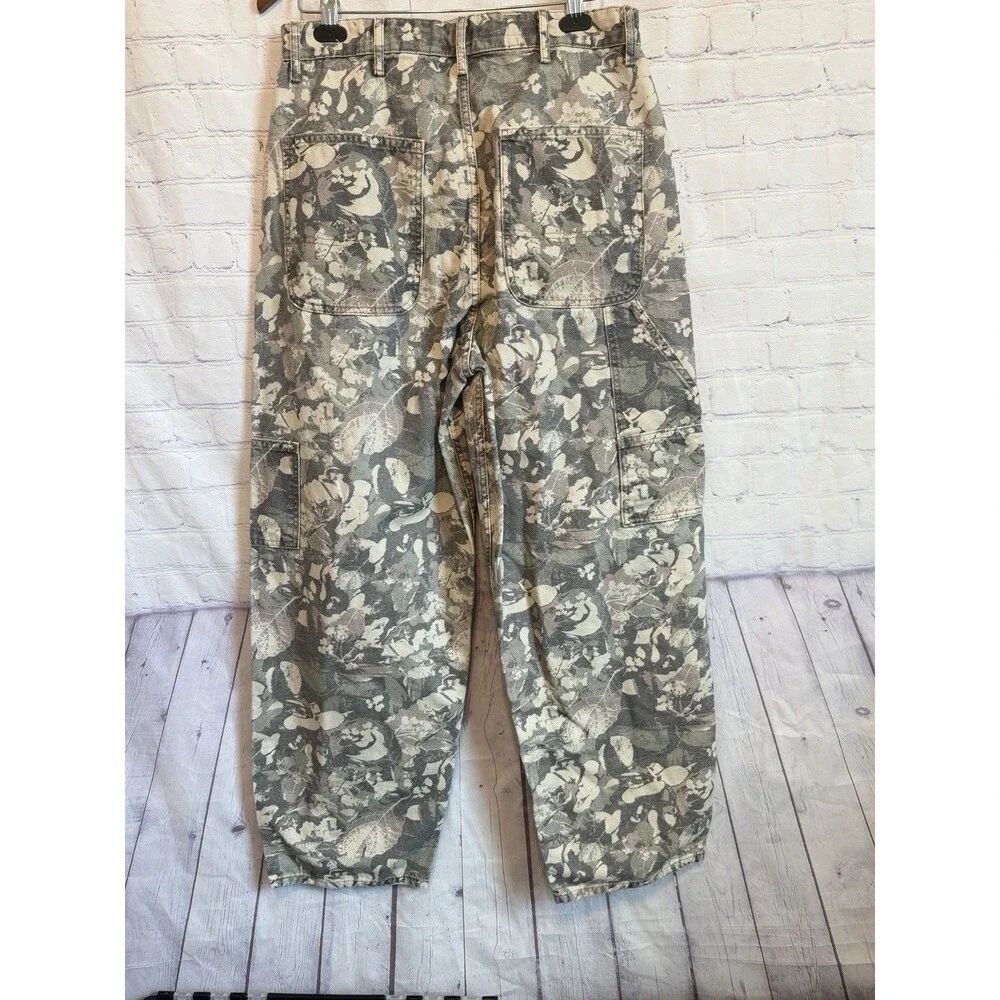 Zara Floral Camo Double Knee Pants Men 32x30 Cotton Canvas Utility Cargo